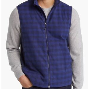 $220 Peter Millar Crown Sport Men's Medium Blue Checkered Vest NWT